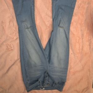 Super cute jeans light blue fit like amazing cut by the knee flare out jeans